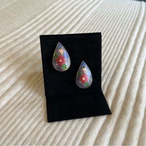 Vintage Floral Teardrop Clip-On Earrings